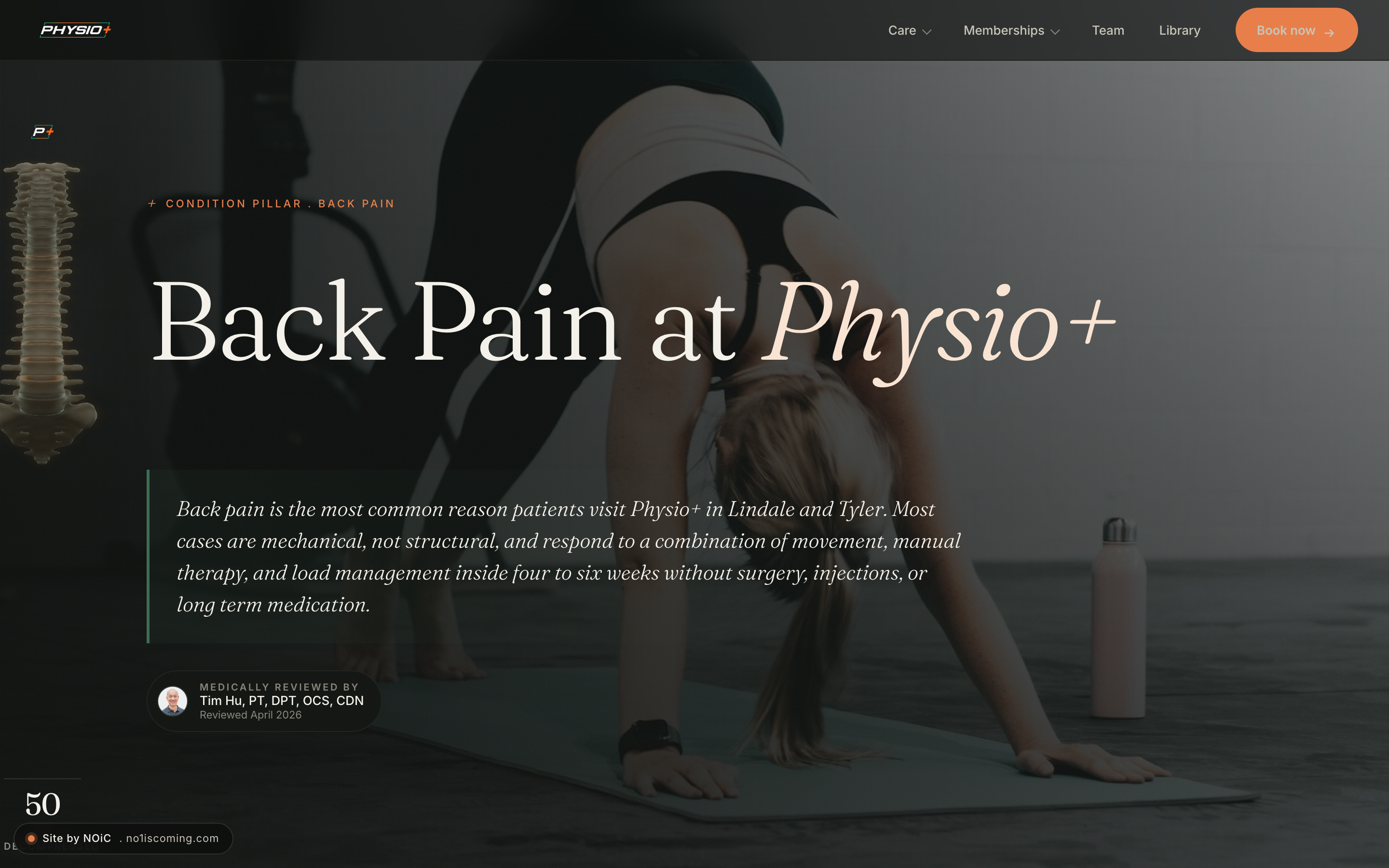 NOiC rebuild back pain pillar with medical review attribution and structured outline