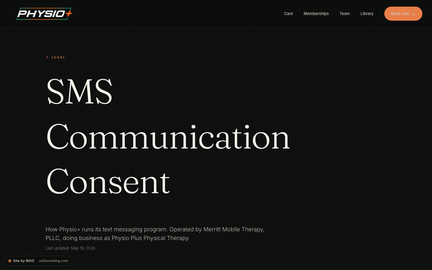 NOiC SMS Communication Consent compliance page