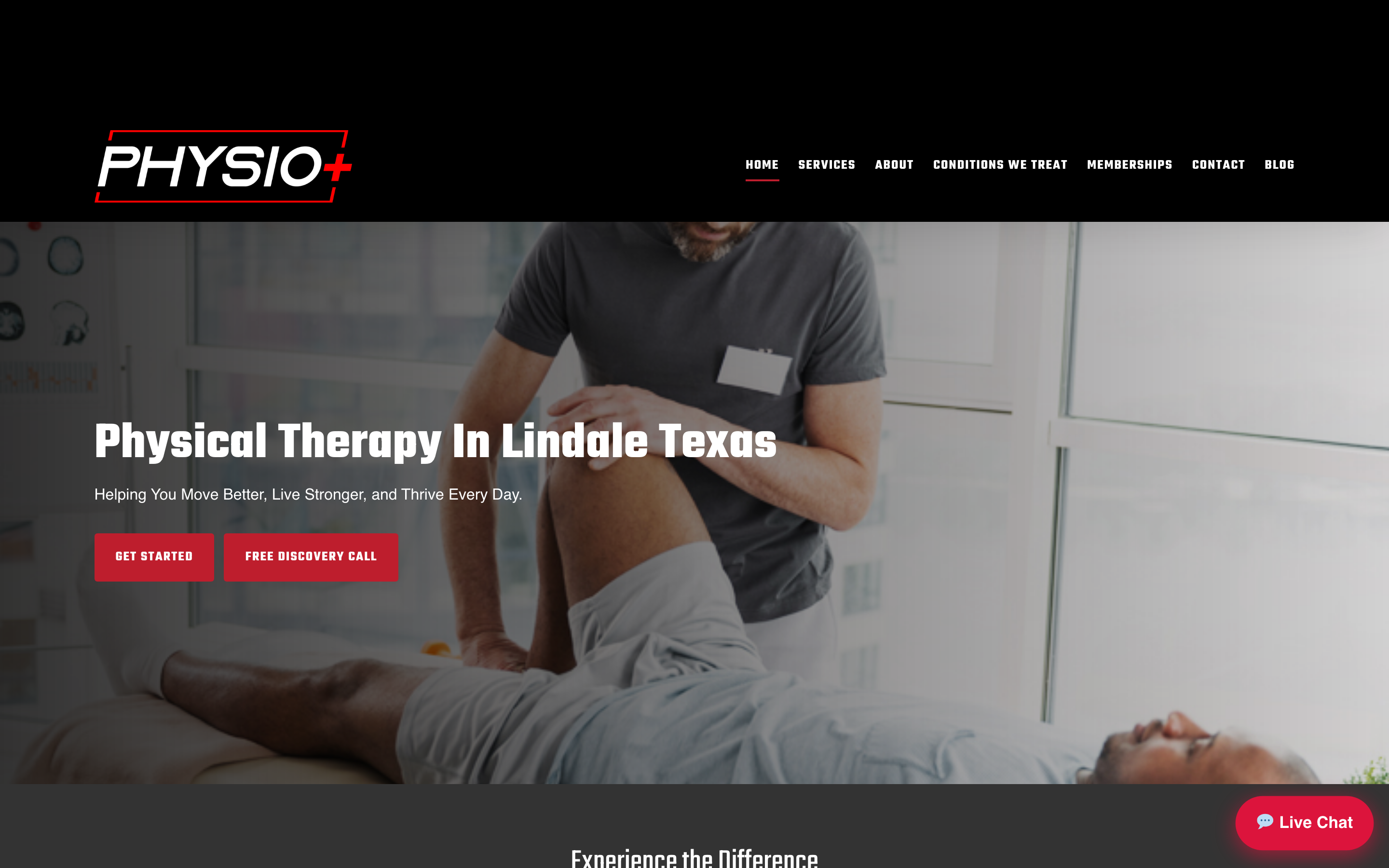 Original physioplustx.com homepage Squarespace template